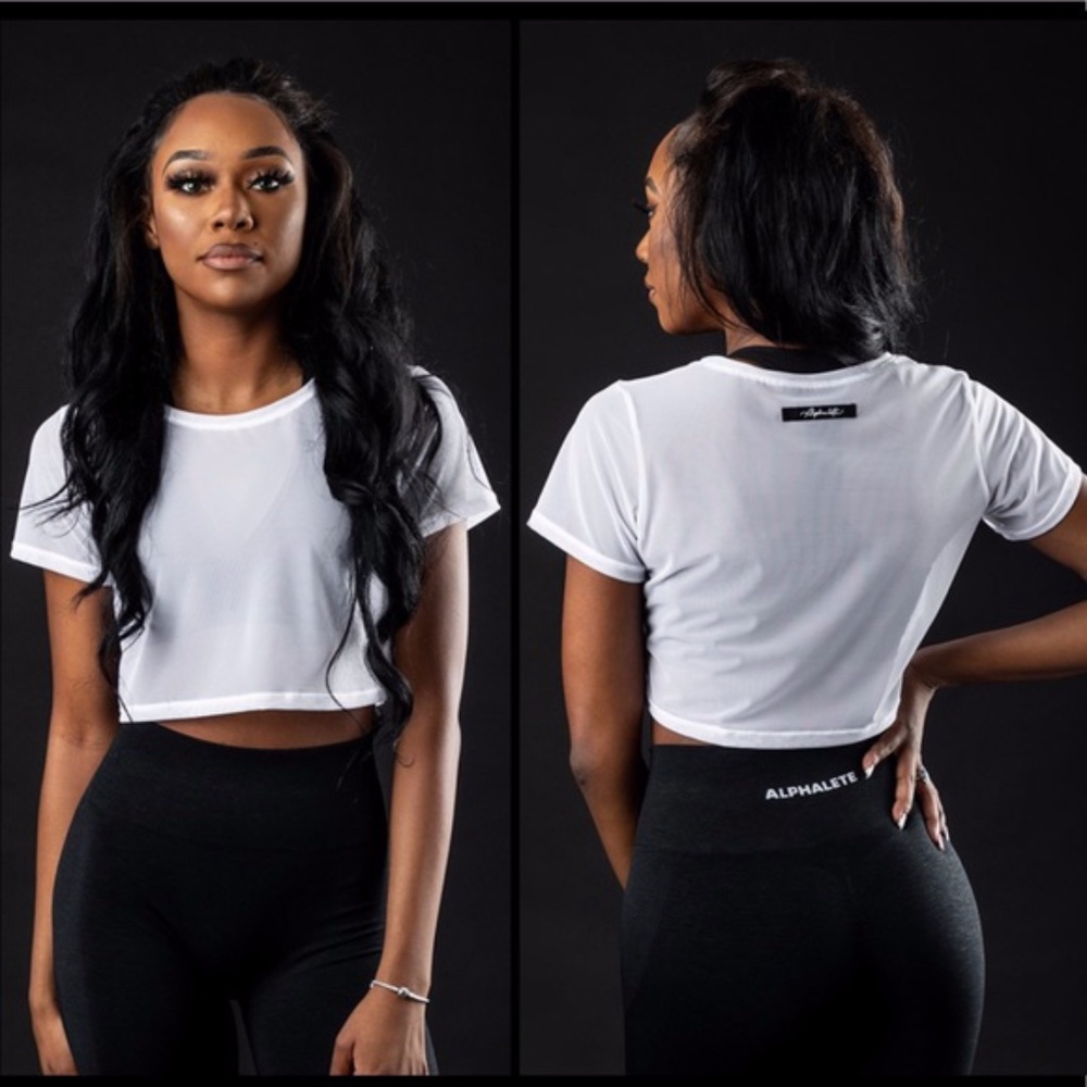 Alphalete white boundless mesh crop XXL